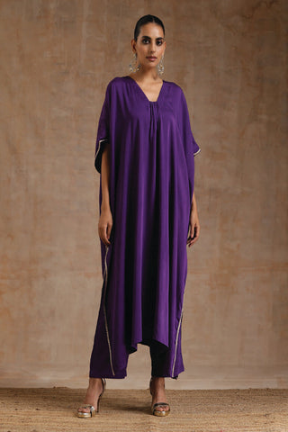 Violet Modal Satin Kaftan Kurta Set