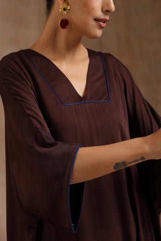 Cola Brown Modal Satin Oversized Kurta Set