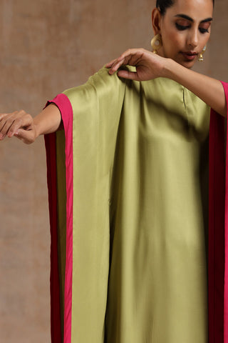 Light Green Modal Satin High-Low Kaftan Kurta Set