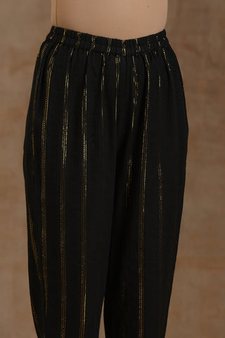 Black Gold Cotton Anarkali Set