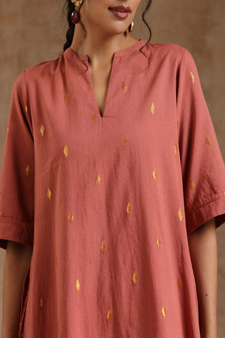 Blush Gold Cotton Relax High-Low Kurta Set