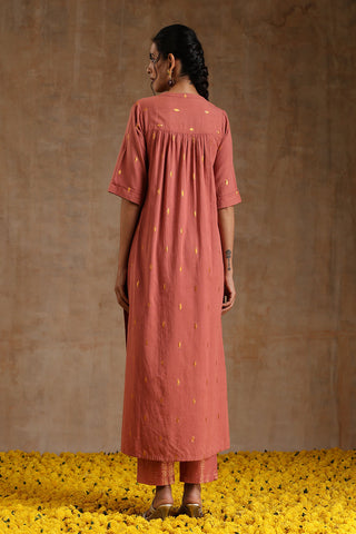 Blush Gold Cotton Relax High-Low Kurta Set