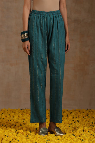 Deep Sea Gold Cotton Relax High-Low Kurta Set