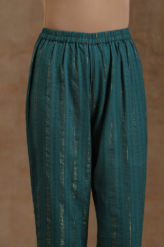 Deep Sea Gold Cotton Relax High-Low Kurta Set