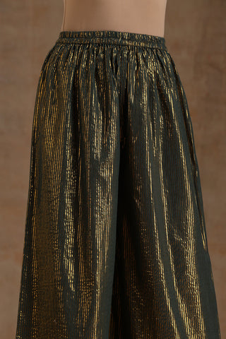 Spectrum Blue Gold Cotton High Slit Kurta Set