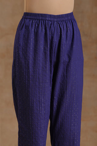 Spectrum Blue Gold Cotton Angrakha Kurta Set