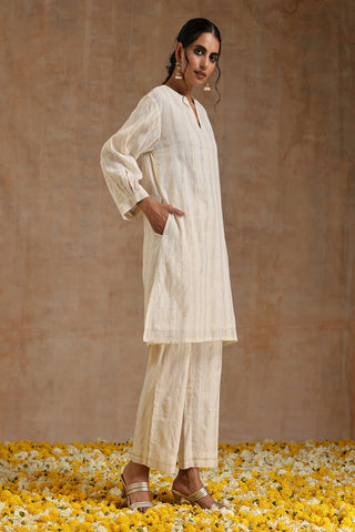 Ivory Gold Cotton Relax Co-Ord Set