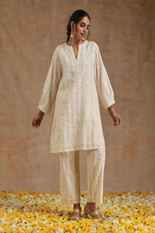 Ivory Gold Cotton Relax Co-Ord Set