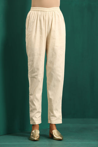 Truebrowns Ivory Tonal Cotton Side Gathers Co-Ord Set