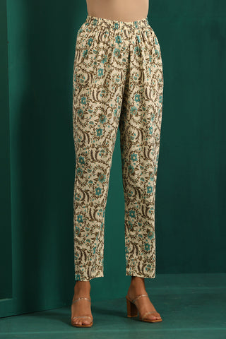 Truebrowns Teal Floral Cotton Printed Short Co-Ord Set