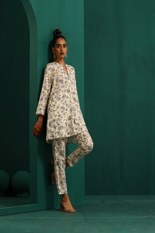 Truebrowns Blue Floral Cotton Printed Relaxed Co-Ord Set