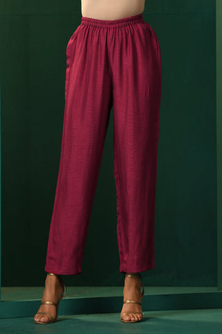 Truebrowns Purple Silk Angrakha Kurta Pant Set