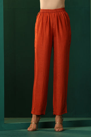 Truebrowns Black Silk High Low Kurta Pant Set
