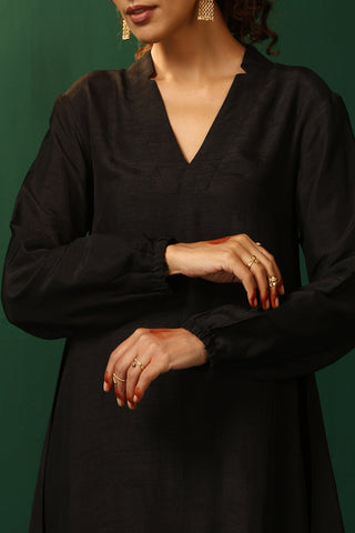 Truebrowns Black Silk Collar Co-Ord Set