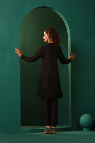 Truebrowns Black Silk Collar Co-Ord Set