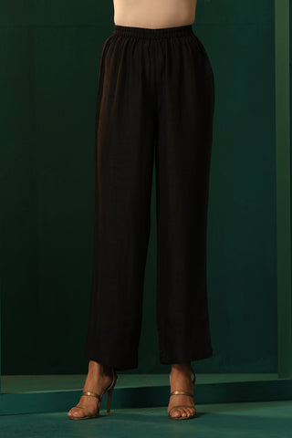 Truebrowns Black Silk Collar Co-Ord Set