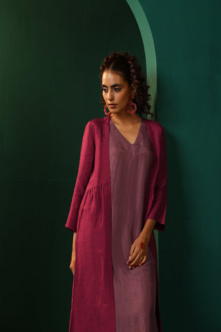 Truebrowns Purple Light Mauve Silk Jacket Kurta Set