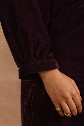 Truebrowns Wine Velvet Solid Co-Ord Set