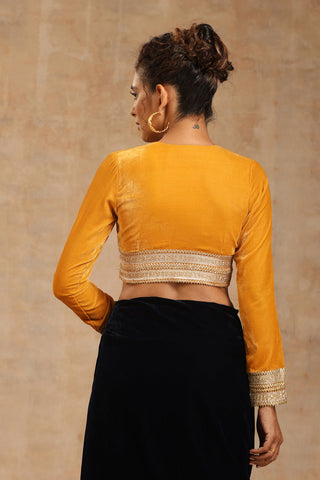 Truebrowns Mustard Velvet Lace Blouse