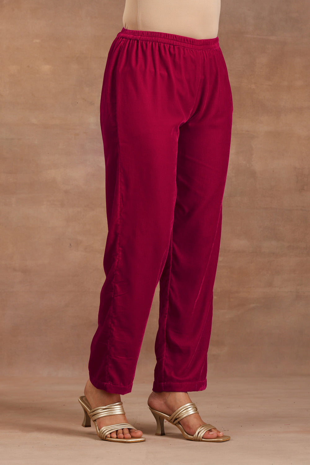 Truebrowns Rani Pink Velvet Pant