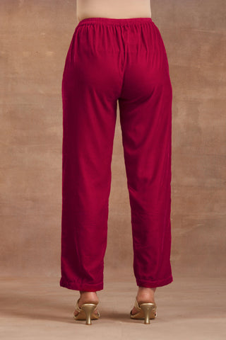 Truebrowns Rani Pink Velvet Pant