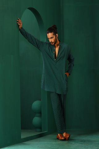 Truebrowns Men'S Turquoise Dobby Co-Ord Set