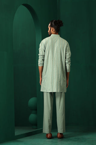 Truebrowns Men'S Mint Green Dobby Co-Ord Set