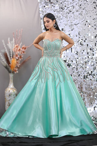 Sage Green Off Shoulder Gown
