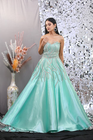 Sage Green Off Shoulder Gown