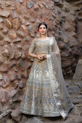 Gold And Silver Lehenga Set