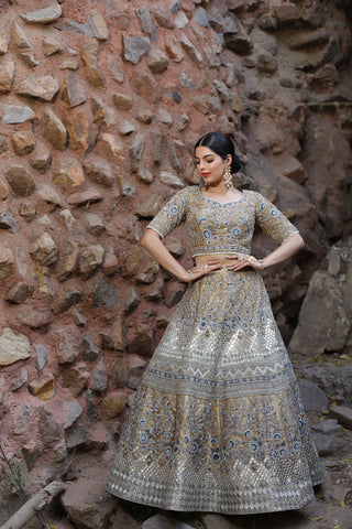 Gold And Silver Lehenga Set