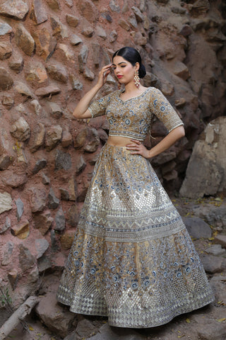 Gold And Silver Lehenga Set