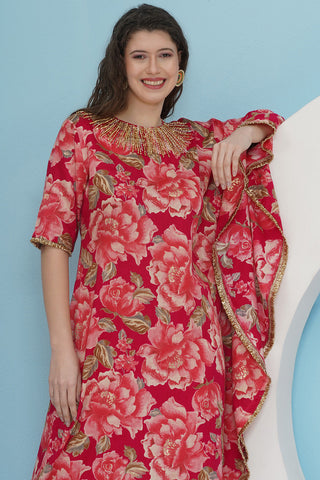 Pink One Side Kaftaan with Sahrara